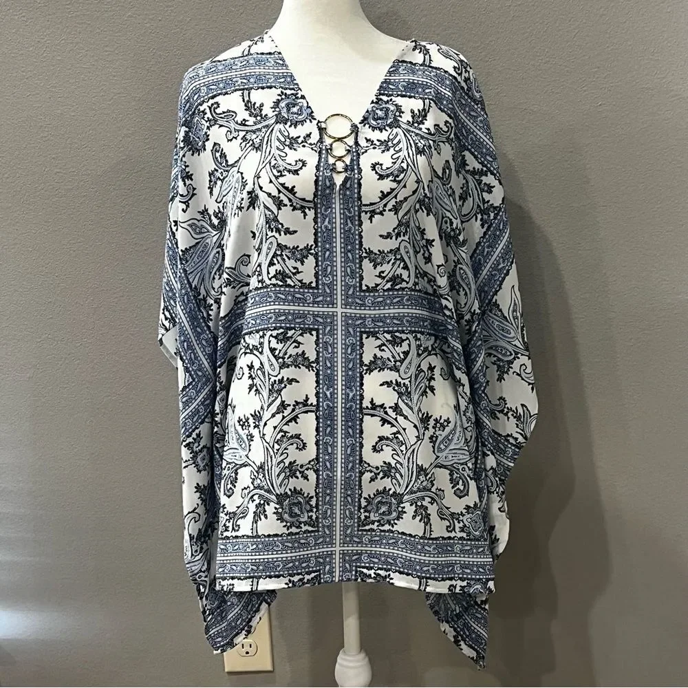 Michael Kors Blue and White Patterned Tunic